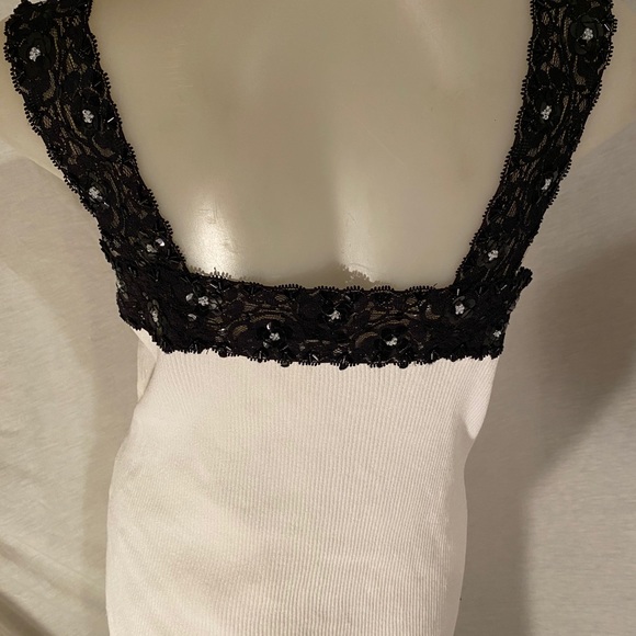 Christine Phillipe Black & Cream Tank Top Size M - Picture 2 of 3